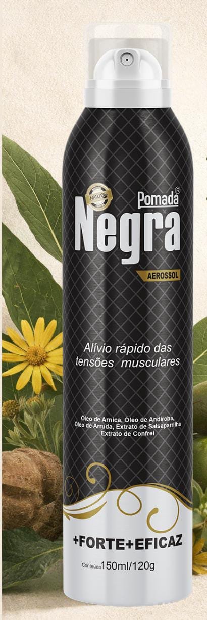 Pomada Negra Aerossol Natubio, spray para massagem corporal